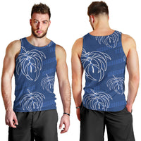 Aloha Hawaii Acacia Koa Leaves Men Tank Top Navy Kakau Tribal Pattern LT05 - Polynesian Pride