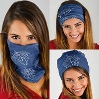 Aloha Hawaii Acacia Koa Leaves Neck Gaiter Navy Kakau Tribal Pattern LT05 - Polynesian Pride