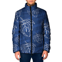 Aloha Hawaii Acacia Koa Leaves Padded Jacket Navy Kakau Tribal Pattern LT05 Men Navy - Polynesian Pride