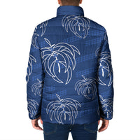 Aloha Hawaii Acacia Koa Leaves Padded Jacket Navy Kakau Tribal Pattern LT05 - Polynesian Pride