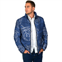 Aloha Hawaii Acacia Koa Leaves Padded Jacket Navy Kakau Tribal Pattern LT05 - Polynesian Pride