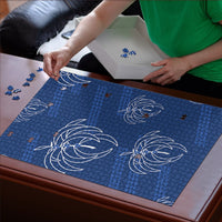 Aloha Hawaii Acacia Koa Leaves Puzzle Navy Kakau Tribal Pattern LT05 - Polynesian Pride