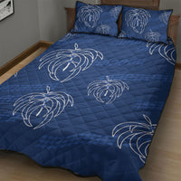 Aloha Hawaii Acacia Koa Leaves Quilt Bed Set Navy Kakau Tribal Pattern LT05 - Polynesian Pride