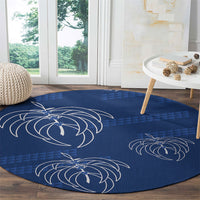 Aloha Hawaii Acacia Koa Leaves Round Carpet Navy Kakau Tribal Pattern LT05 - Polynesian Pride
