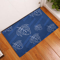 Aloha Hawaii Acacia Koa Leaves Rubber Doormat Navy Kakau Tribal Pattern LT05 - Polynesian Pride