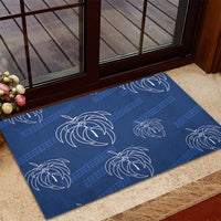 Aloha Hawaii Acacia Koa Leaves Rubber Doormat Navy Kakau Tribal Pattern LT05 - Polynesian Pride