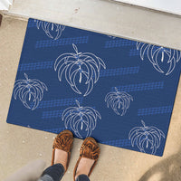 Aloha Hawaii Acacia Koa Leaves Rubber Doormat Navy Kakau Tribal Pattern LT05 - Polynesian Pride