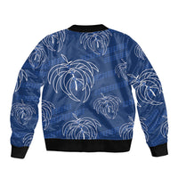 Aloha Hawaii Acacia Koa Leaves Sleeve Zip Bomber Jacket Navy Kakau Tribal Pattern LT05 - Polynesian Pride