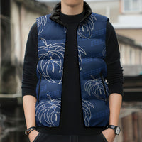 Aloha Hawaii Acacia Koa Leaves Sleeveless Puffer Jacket Navy Kakau Tribal Pattern LT05 - Polynesian Pride
