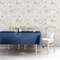 Aloha Hawaii Acacia Koa Leaves Tablecloth Navy Kakau Tribal Pattern LT05 - Polynesian Pride