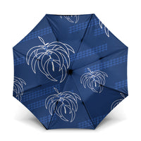 Aloha Hawaii Acacia Koa Leaves Umbrella Navy Kakau Tribal Pattern LT05 One Size Folded 11.42 inch Opened Diameter 37.4 inch Navy - Polynesian Pride