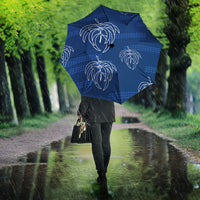 Aloha Hawaii Acacia Koa Leaves Umbrella Navy Kakau Tribal Pattern LT05 - Polynesian Pride