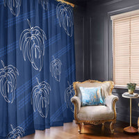 Aloha Hawaii Acacia Koa Leaves Window Curtain Navy Kakau Tribal Pattern LT05 - Polynesian Pride
