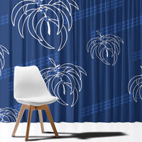 Aloha Hawaii Acacia Koa Leaves Window Curtain Navy Kakau Tribal Pattern LT05 - Polynesian Pride