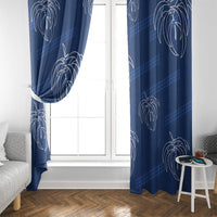 Aloha Hawaii Acacia Koa Leaves Window Curtain Navy Kakau Tribal Pattern LT05 - Polynesian Pride
