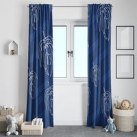 Aloha Hawaii Acacia Koa Leaves Window Curtain Navy Kakau Tribal Pattern LT05 - Polynesian Pride