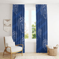 Aloha Hawaii Acacia Koa Leaves Window Curtain Navy Kakau Tribal Pattern LT05 - Polynesian Pride