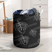 Aloha Hawaii Acacia Koa Leaves Laundry Basket Black Kakau Tribal Pattern LT05 Black - Polynesian Pride