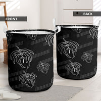 Aloha Hawaii Acacia Koa Leaves Laundry Basket Black Kakau Tribal Pattern LT05 - Polynesian Pride