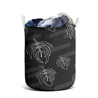 Aloha Hawaii Acacia Koa Leaves Laundry Basket Black Kakau Tribal Pattern LT05 - Polynesian Pride
