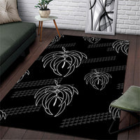 Aloha Hawaii Acacia Koa Leaves Area Rug Black Kakau Tribal Pattern LT05 Black - Polynesian Pride