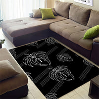 Aloha Hawaii Acacia Koa Leaves Area Rug Black Kakau Tribal Pattern LT05 - Polynesian Pride