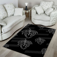 Aloha Hawaii Acacia Koa Leaves Area Rug Black Kakau Tribal Pattern LT05 - Polynesian Pride