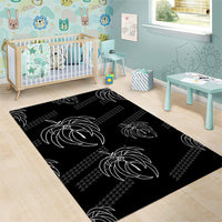 Aloha Hawaii Acacia Koa Leaves Area Rug Black Kakau Tribal Pattern LT05 - Polynesian Pride