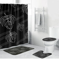 Aloha Hawaii Acacia Koa Leaves Bathroom Set Black Kakau Tribal Pattern LT05 Bathroom Set (4 pcs) Black - Polynesian Pride