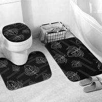 Aloha Hawaii Acacia Koa Leaves Bathroom Set Black Kakau Tribal Pattern LT05 Mat Set Only (3 pcs) One Size Black - Polynesian Pride