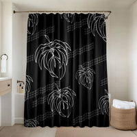 Aloha Hawaii Acacia Koa Leaves Bathroom Set Black Kakau Tribal Pattern LT05 Shower Curtain Only Black - Polynesian Pride