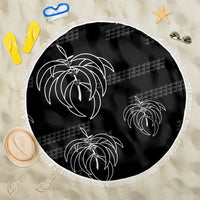 Aloha Hawaii Acacia Koa Leaves Beach Blanket Black Kakau Tribal Pattern LT05 One Size 150cm Black - Polynesian Pride
