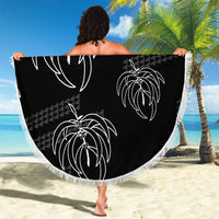 Aloha Hawaii Acacia Koa Leaves Beach Blanket Black Kakau Tribal Pattern LT05 - Polynesian Pride