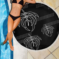 Aloha Hawaii Acacia Koa Leaves Beach Blanket Black Kakau Tribal Pattern LT05 - Polynesian Pride