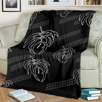 Aloha Hawaii Acacia Koa Leaves Blanket Black Kakau Tribal Pattern LT05 - Polynesian Pride