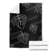 Aloha Hawaii Acacia Koa Leaves Blanket Black Kakau Tribal Pattern LT05 - Polynesian Pride