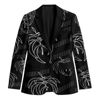 Aloha Hawaii Acacia Koa Leaves Blazer Black Kakau Tribal Pattern LT05 Unisex Black - Polynesian Pride