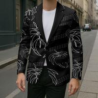 Aloha Hawaii Acacia Koa Leaves Blazer Black Kakau Tribal Pattern LT05 - Polynesian Pride