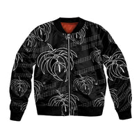 Aloha Hawaii Acacia Koa Leaves Bomber Jacket Black Kakau Tribal Pattern LT05 Unisex Black - Polynesian Pride