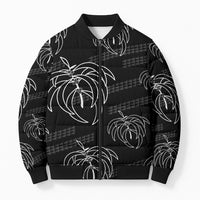 Aloha Hawaii Acacia Koa Leaves Bomber Puffer Jacket Black Kakau Tribal Pattern LT05 Unisex Black - Polynesian Pride