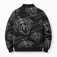 Aloha Hawaii Acacia Koa Leaves Bomber Puffer Jacket Black Kakau Tribal Pattern LT05 - Polynesian Pride