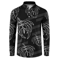 Aloha Hawaii Acacia Koa Leaves Button Sweatshirt Black Kakau Tribal Pattern LT05 Black - Polynesian Pride