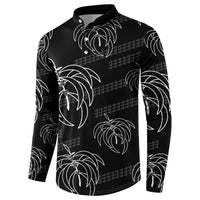 Aloha Hawaii Acacia Koa Leaves Button Sweatshirt Black Kakau Tribal Pattern LT05 - Polynesian Pride