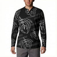 Aloha Hawaii Acacia Koa Leaves Button Sweatshirt Black Kakau Tribal Pattern LT05 - Polynesian Pride