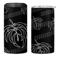 Aloha Hawaii Acacia Koa Leaves 4 in 1 Can Cooler Tumbler Black Kakau Tribal Pattern LT05 One Size: 16 oz Black - Polynesian Pride