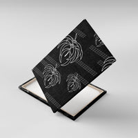 Aloha Hawaii Acacia Koa Leaves Canvas Wall Art Black Kakau Tribal Pattern LT05 With Frame Black - Polynesian Pride