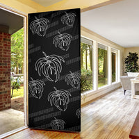 Aloha Hawaii Acacia Koa Leaves Door Cover Black Kakau Tribal Pattern LT05 - Polynesian Pride