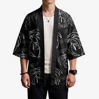 Aloha Hawaii Acacia Koa Leaves Kimono Black Kakau Tribal Pattern LT05 - Polynesian Pride
