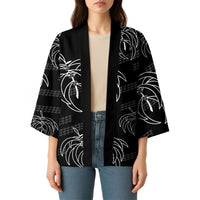 Aloha Hawaii Acacia Koa Leaves Kimono Black Kakau Tribal Pattern LT05 - Polynesian Pride