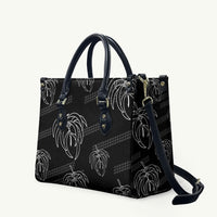 Aloha Hawaii Acacia Koa Leaves Leather Bag Black Kakau Tribal Pattern LT05 Black - Polynesian Pride